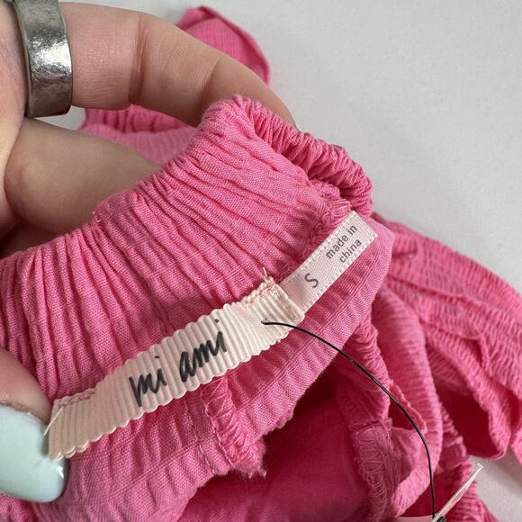 Mi Ami Francesca's Dress Womens Small Pink Ruffle Flutter Sleeve Open Back Prep - Picture 12 of 14